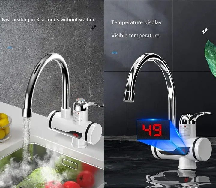 Electric Instant Water Heater Tap 2500W – Digital Temperature Display Hot & Cold Faucet
