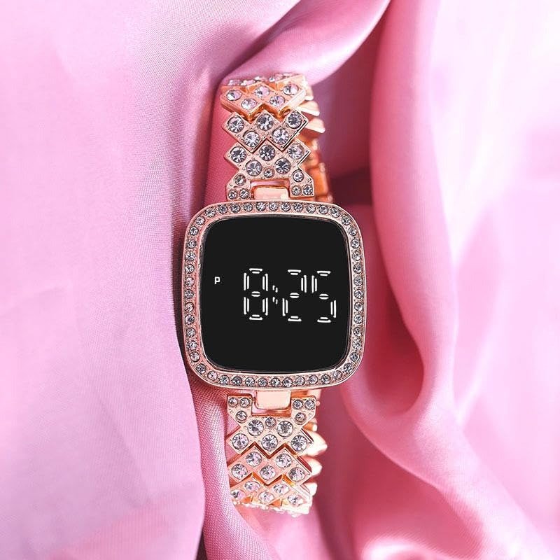 Women’s Diamond Touch Screen LED Watch – Stylish Square Dial Fashion Watch