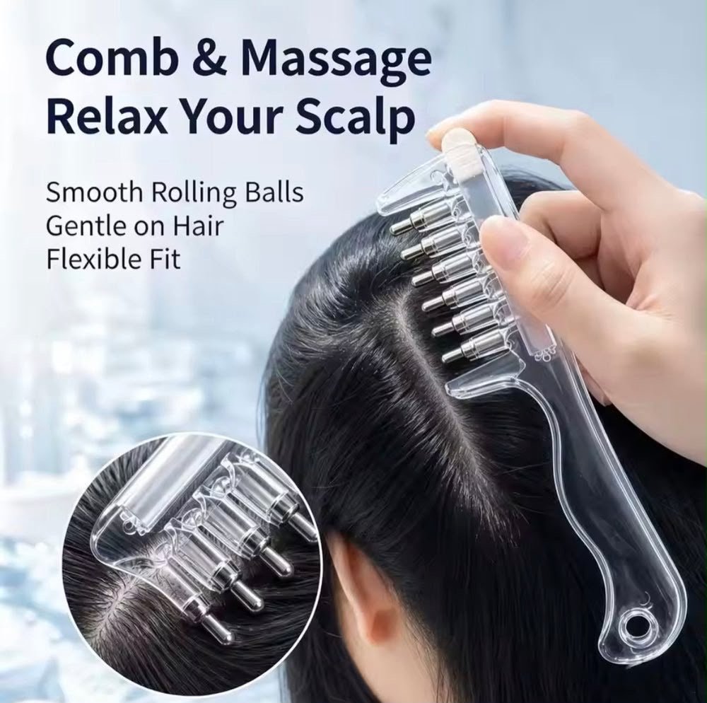 Scalp Massage & Relaxing Comb with Rolling Balls – Gentle Head Massager for Scalp Massage, Hair Care & Relaxation (Random Color)